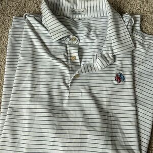 Peter Millar Polo Shirt - White with Navy Stripes